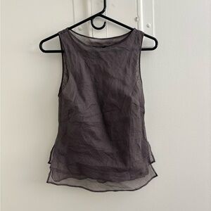 Vintage BCBG Maxazria Collection Sheer Layered Sleeveless Tank Top - Charcoal